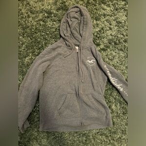 grey zip up hollister hoodie
